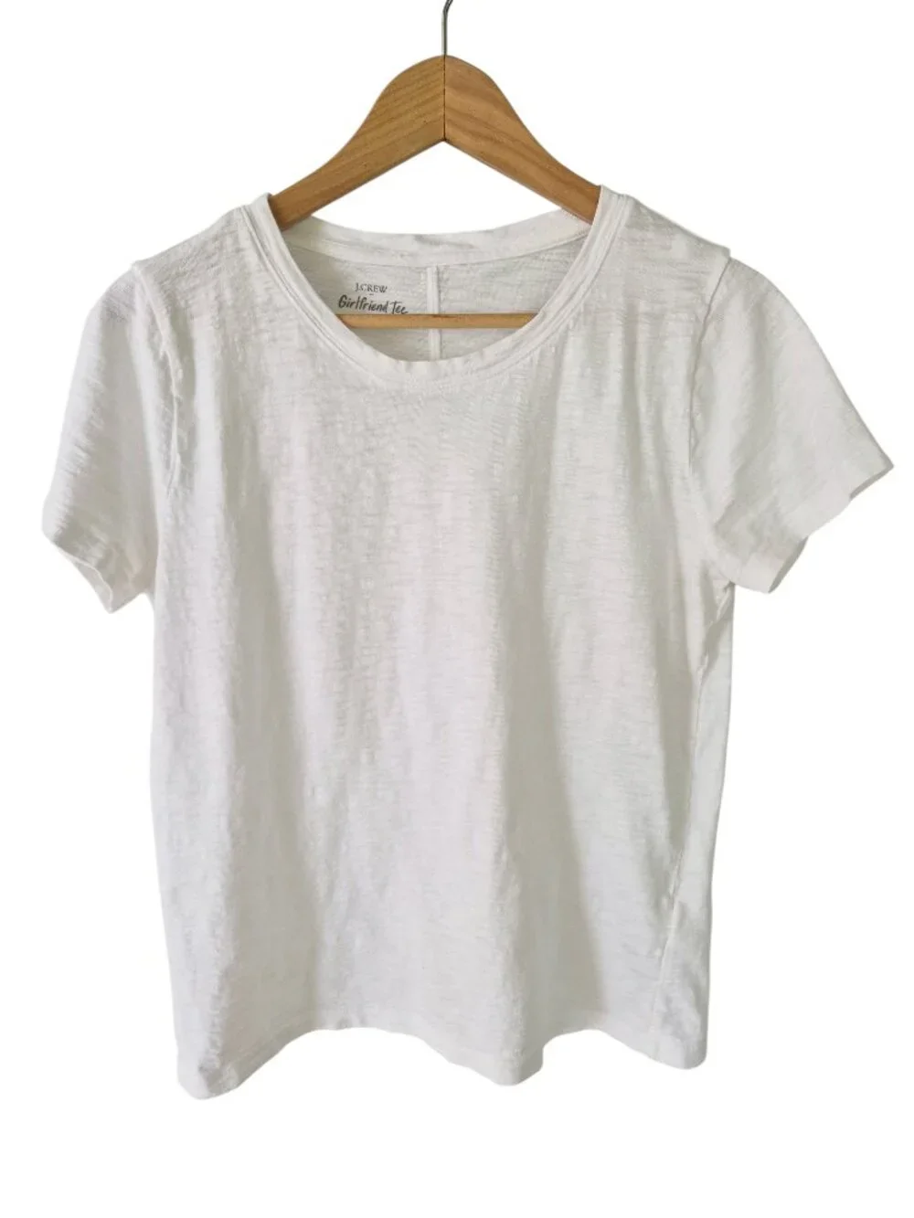 J. Crew Short Sleeve Girlfriend Tee 100% Cotton White Size M